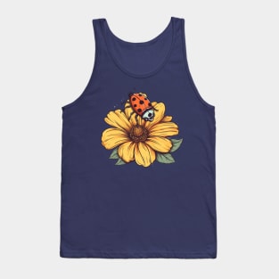 Small Ladybird on Yellow Flower Tank Top